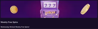 SpinBet slot machine with gold coins and 777 symbol promoting Weekly Free Spins